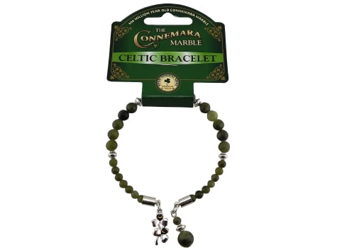 Double Shamrock Connemara Marble Horseshoe Bracelet
