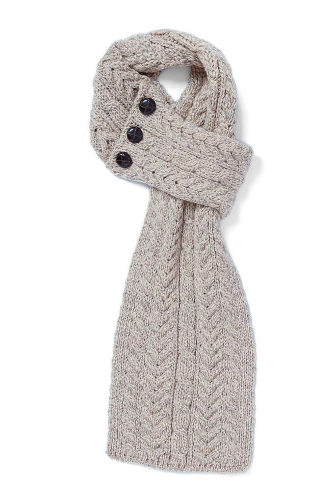 Aran Buttoned Loop Scarf - Wicker