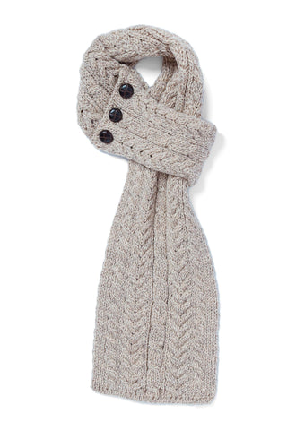 Aran Buttoned Loop Scarf - Wicker