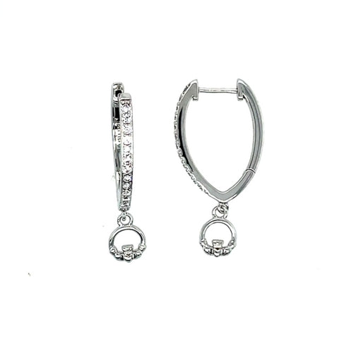 Claddagh CZ Wishbone Earrings