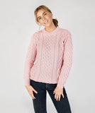 Honeycomb Stitch  Aran Sweater - Pale PInk