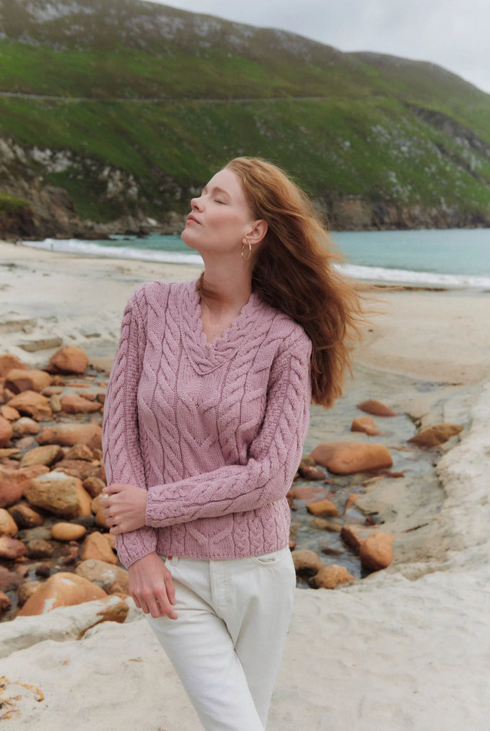 Ladies V-Neck Sweater - Pink