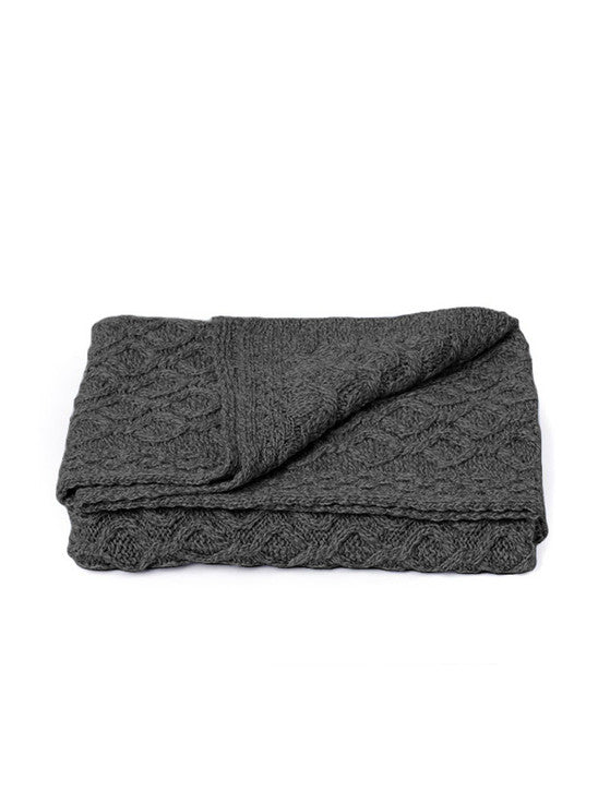 Diamond Pattern Throw - Slate Grey