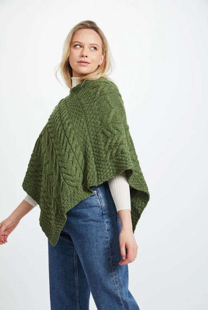 V-Neck Poncho - Meadow Green
