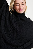 V-Neck Poncho - Ebony Black