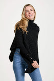 V-Neck Poncho - Ebony Black