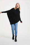 V-Neck Poncho - Ebony Black