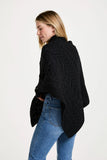 V-Neck Poncho - Ebony Black