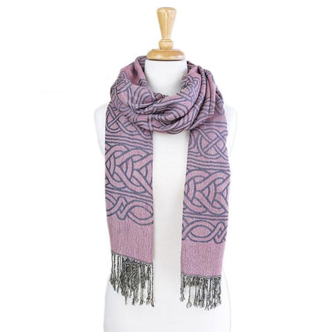Celtic Knot Scarf - Grey & Pink