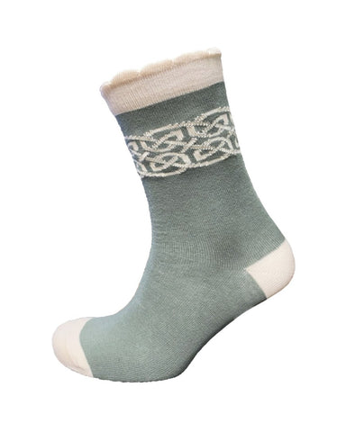 Ladies Celtic Knot Socks - Thyme & Cream