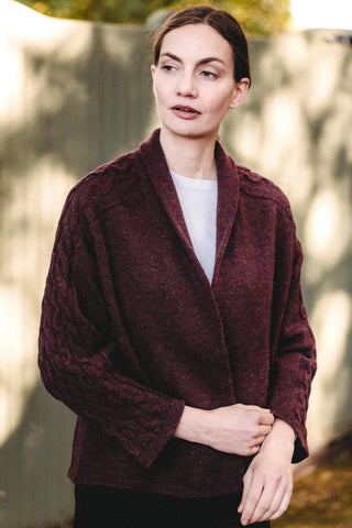 Scottish Shetland Wool Kilchoan Cardigan - Bramble