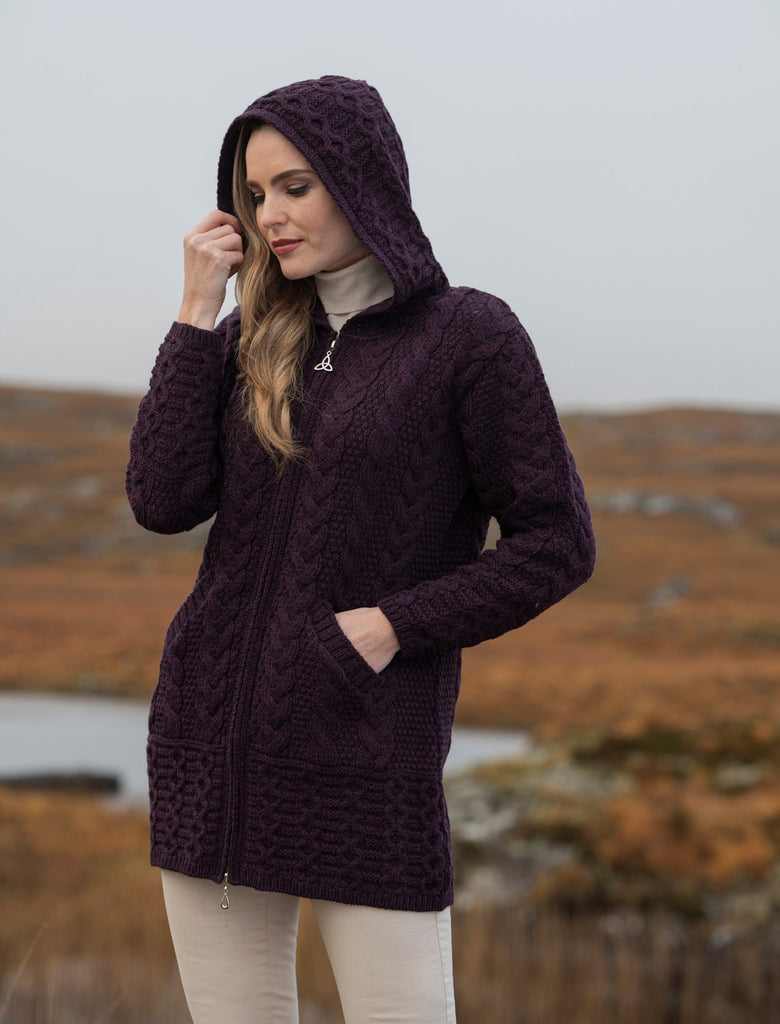 Galway Hooded Cardigan w/Trinity Zipper