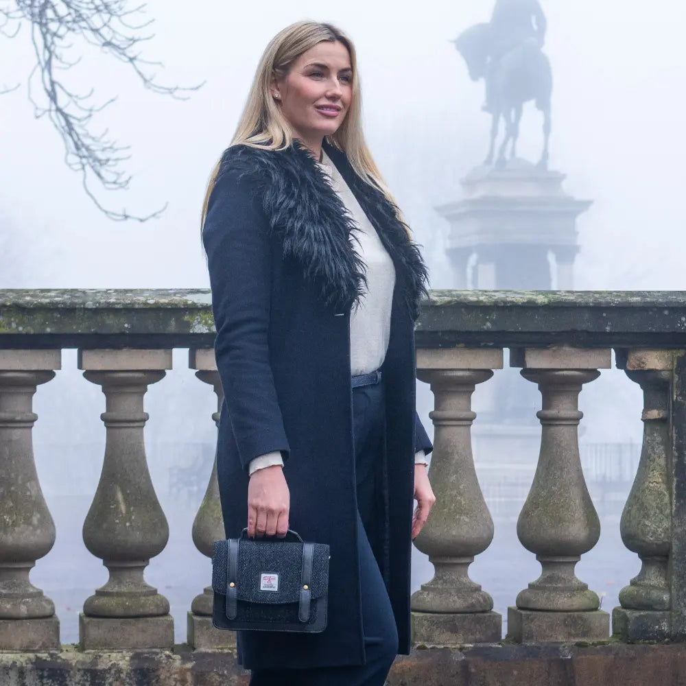 Harris Tweed Mini Messenger Bag - Charcoal