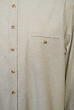 Men's Irish Collarless Linen Grandad Shirt - Melange Moss