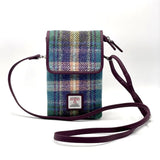 Harris Tweed Mini Cross Body Bag - Green/Purple Plaid
