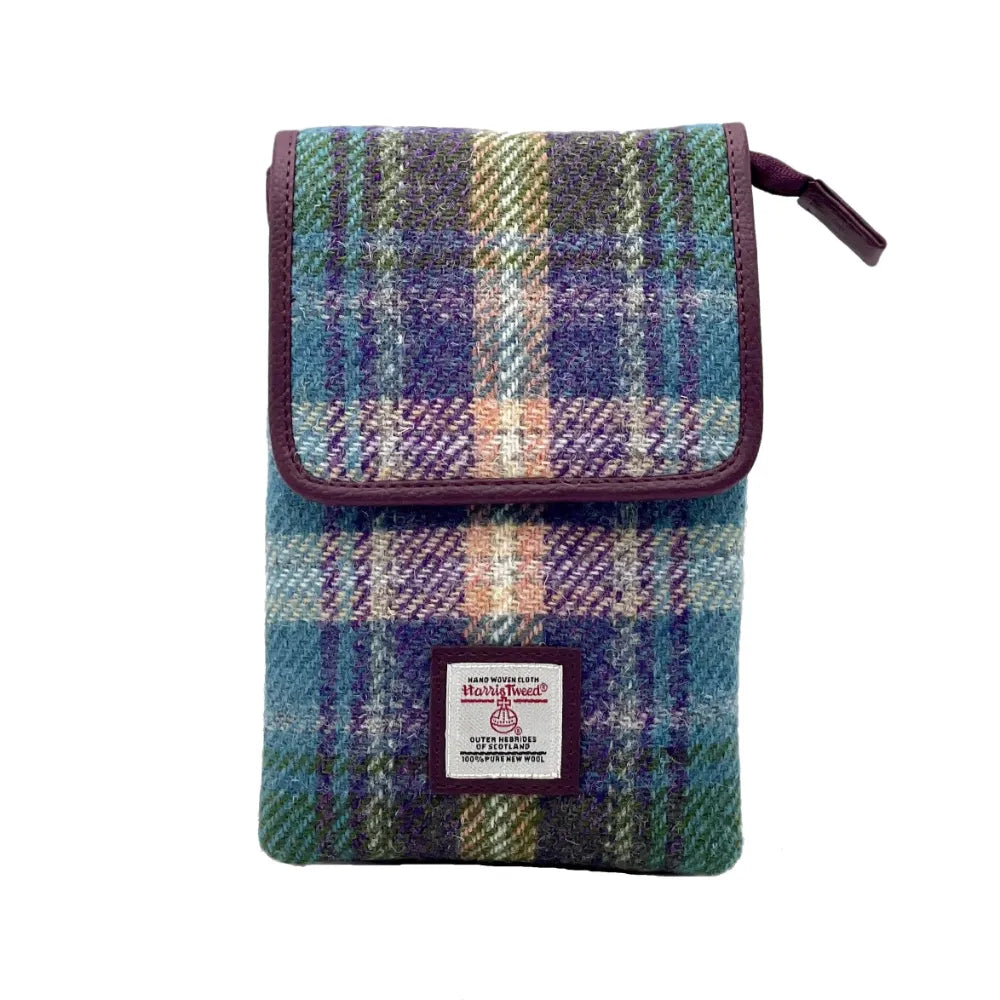 Harris Tweed Mini Cross Body Bag - Green/Purple Plaid