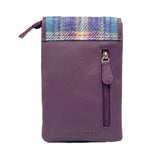 Harris Tweed Mini Cross Body Bag - Green/Purple Plaid