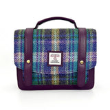 Harris Tweed Mini Messenger Bag - Green/Purple Check