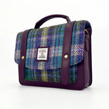 Harris Tweed Mini Messenger Bag - Green/Purple Check