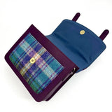 Harris Tweed Mini Messenger Bag - Green/Purple Check