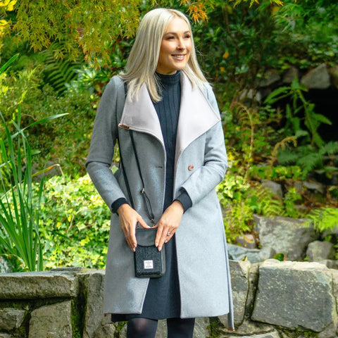 Harris Tweed Phone Purse - Charcoal