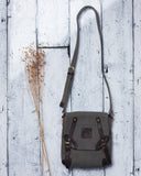 Canvas and Leather Bag w/Double Buckle Front