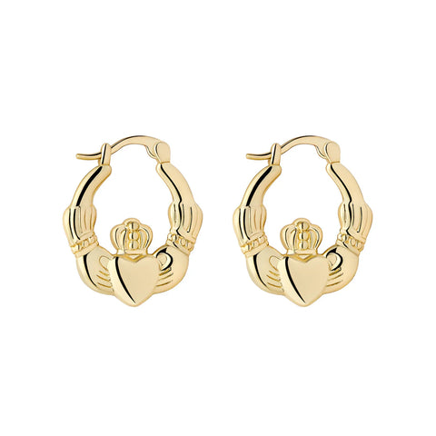 Gold Plated Small Claddagh Hoop Earrings