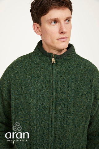 Lined Shetland Full Zip Cardigan with Fleece Collar