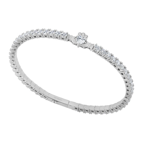Sterling Silver CZ Claddagh Tennis Bangle