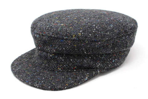 Dark Grey Charcoal Fleck Tweed Skipper Cap