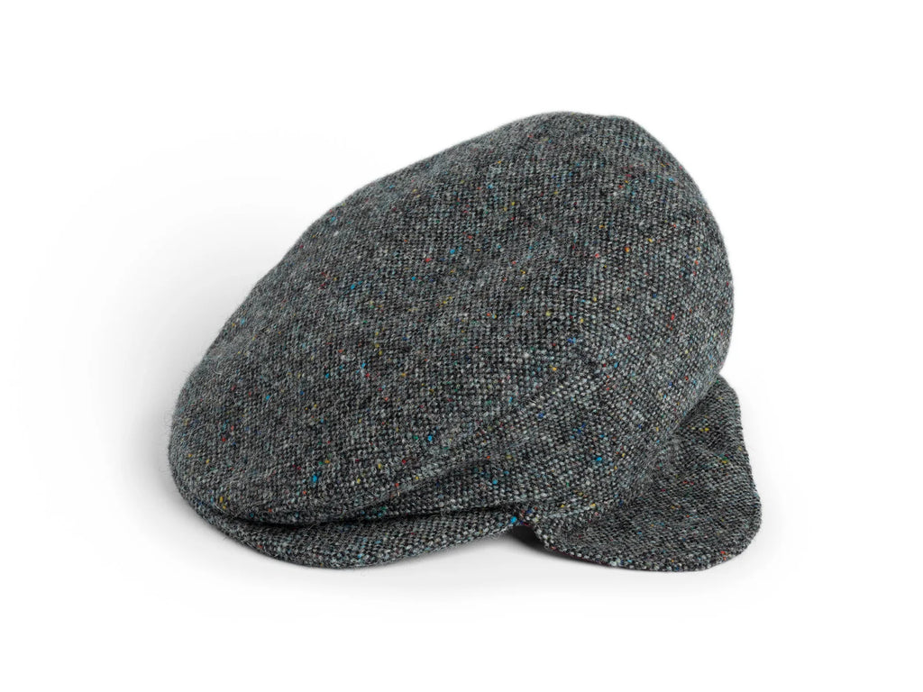 Grey Salt & Pepper Flatcap w/Ear Flap