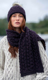 Cable Knitted Scarf - Damson