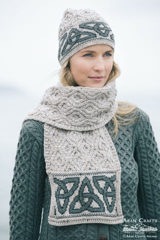 Celtic Jacquard Scarf or Hat - Oatmeal