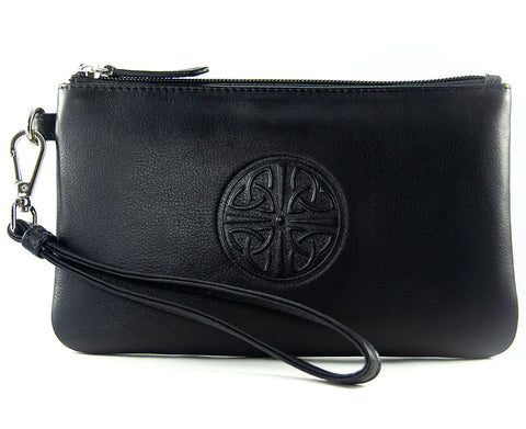 Leather Celtic Knot Wristlet - Black