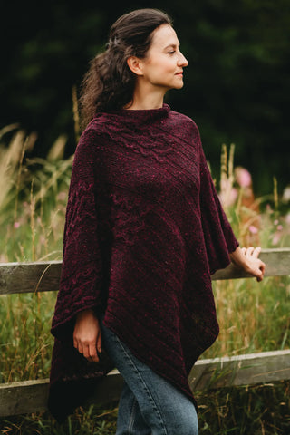 Scottish Shetland Wool Barra Cape - Bramble