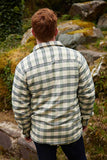 Flannel Fleece Lined Shirt - Ecru Green Navy Check
