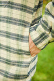 Flannel Fleece Lined Shirt - Ecru Green Navy Check