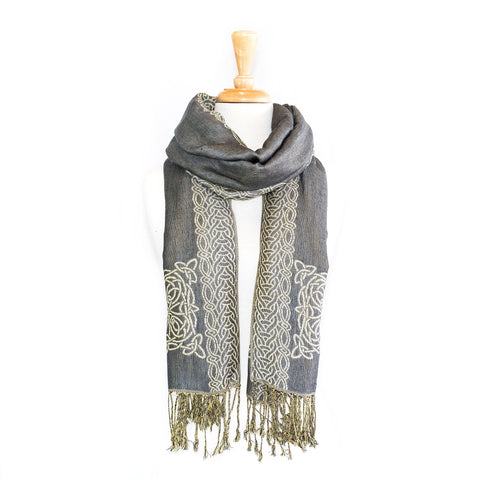 Celtic Knot Scarf - Grey & Cream