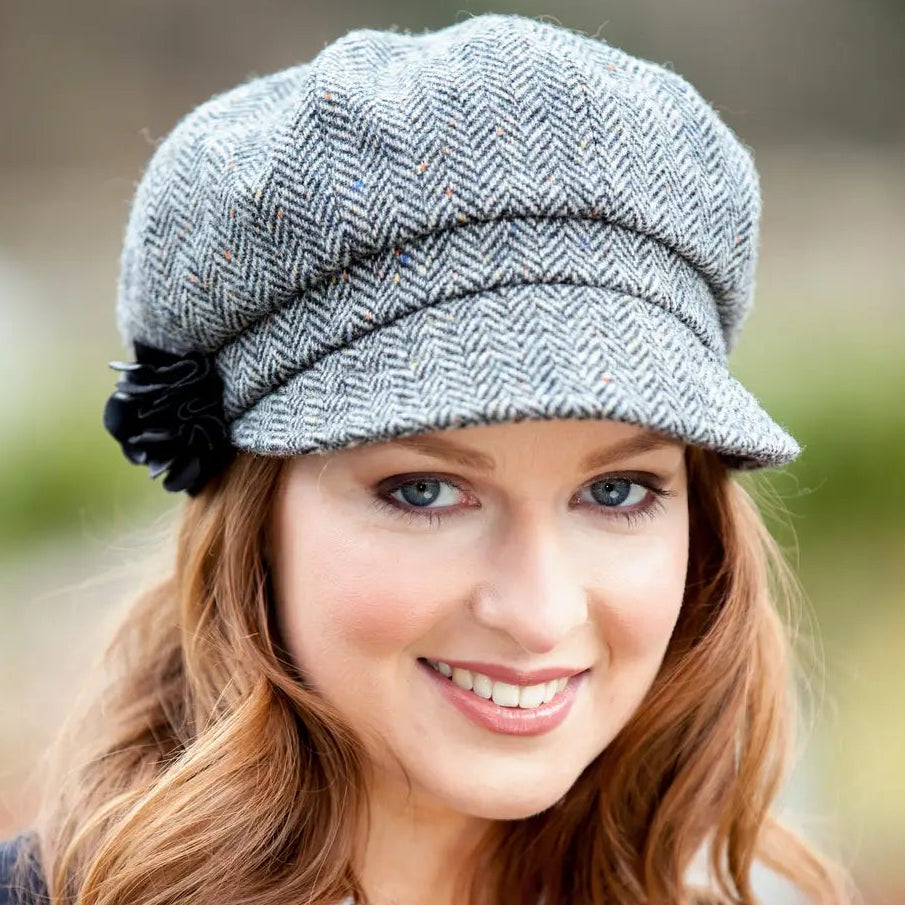 Newsboy Hat - Grey Herringbone
