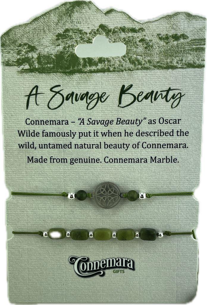 Corded Connemara Marble & Celtic Knot Bracelet Set