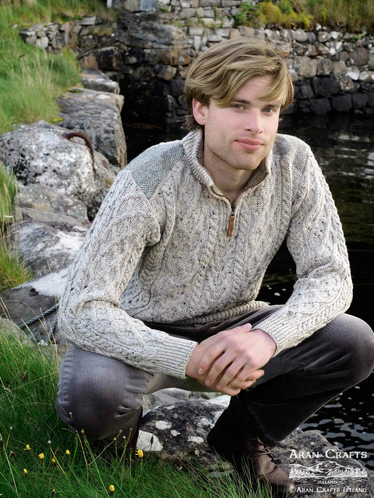 Curracloe 1/4 Zip with Tweed Patch
