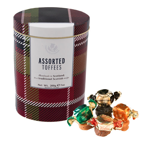 Assorted Toffees in a Tartan Tin