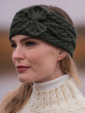 Cable Knitted Head Band - Green