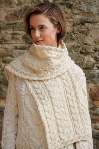 Cable Knitted Scarf - Natural