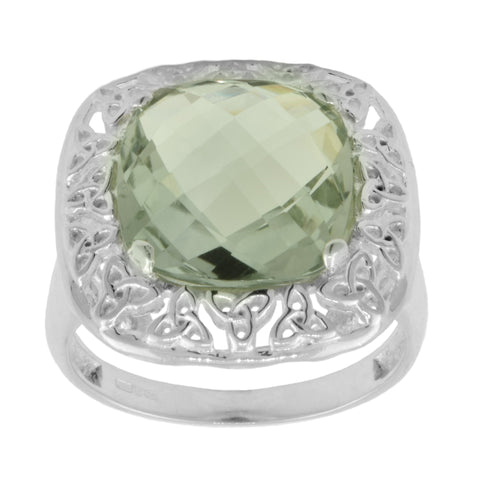 Green Amethyst Trinity Knot Ring