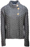 Trellis Cable Side Button Cardigan - Grey