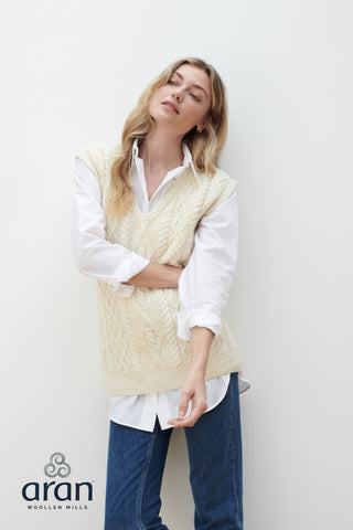 V Neck Aran Slipover