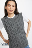 Aran Button Slip Over Vest