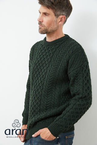 Traditional Aran Pullover - Green