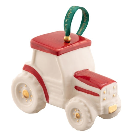 Belleek Tractor Ornament - Red